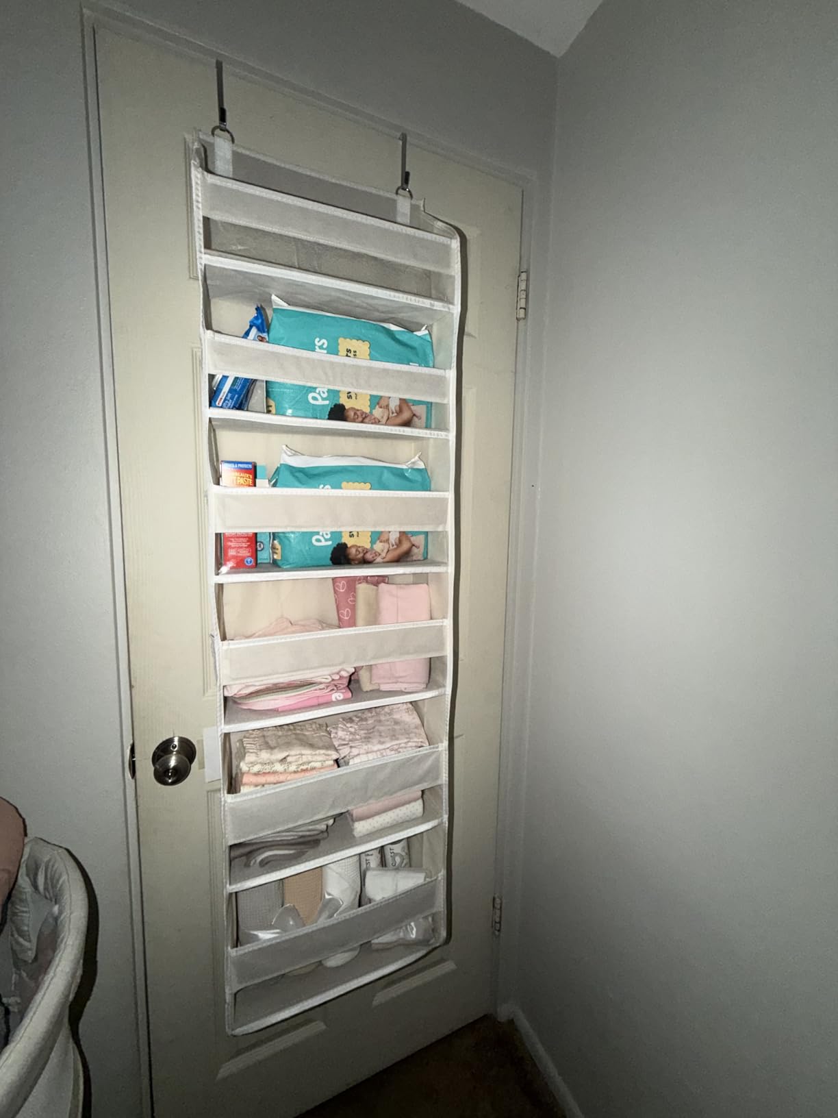 ULG Over The Door Organizer with 6 Large Pockets 12 Side Pockets, 50lbs Weight Capacity Door Hanging Organizer for Bedroom, Bathroom, Pantry, Nursery Storage, Beige customer photo 2