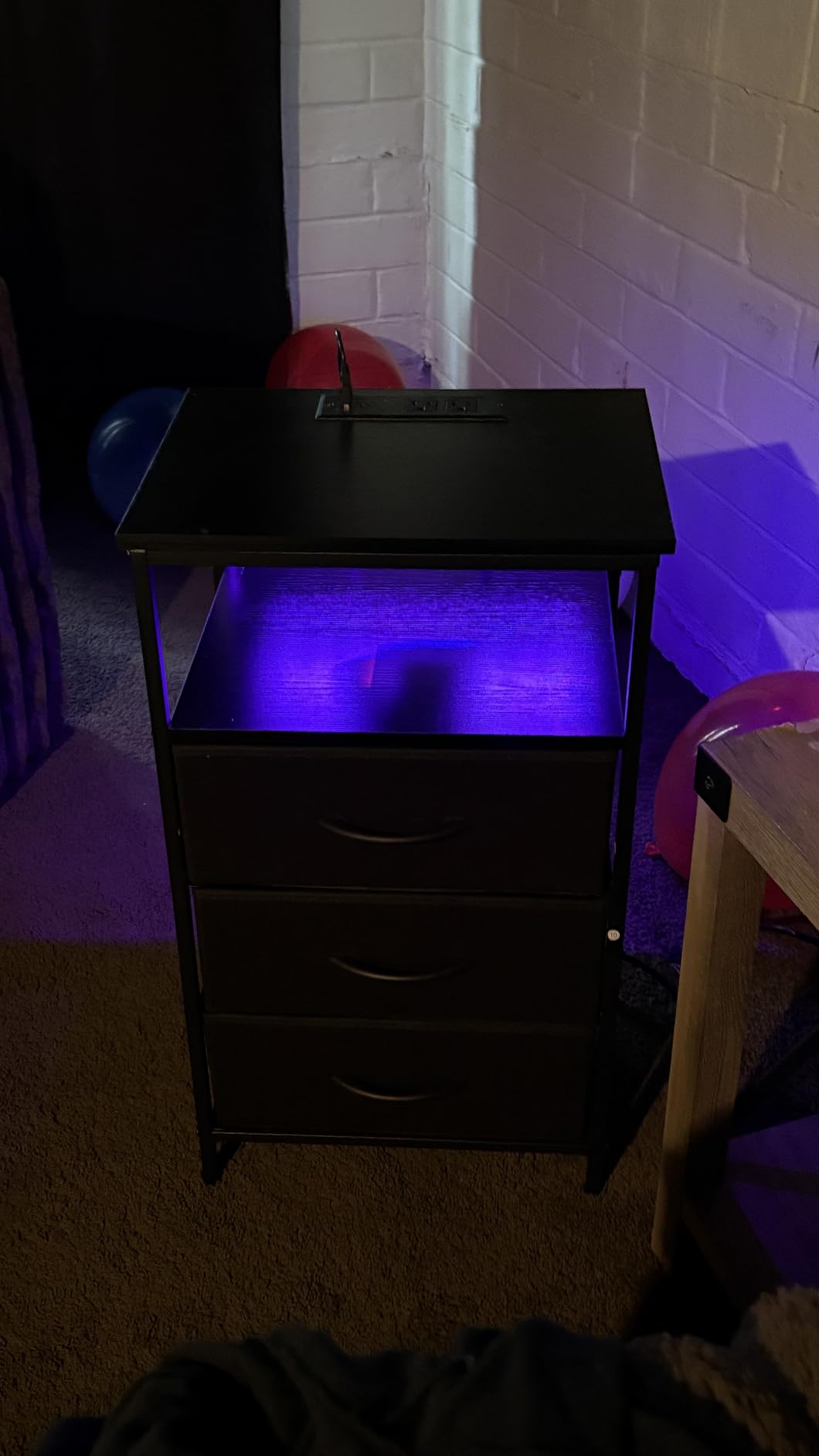 Huuger Night Stand with Charger Station and LED Lights, 2 Drawer Nightstand customer photo 1