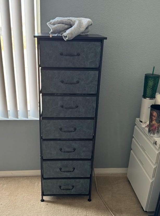 Fixwal Tall Skinny Dresser with 7 Fabric Drawers, Slim Dresser, Black customer photo 2