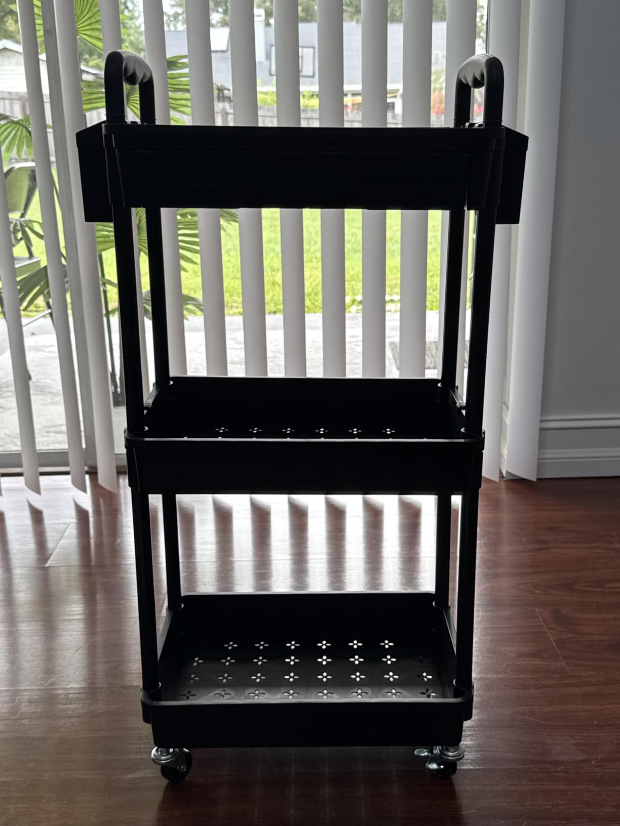 SUNALLY 3 Tier Rolling Cart with Drawer, Craft Storage Cart Organizer,White customer photo 2