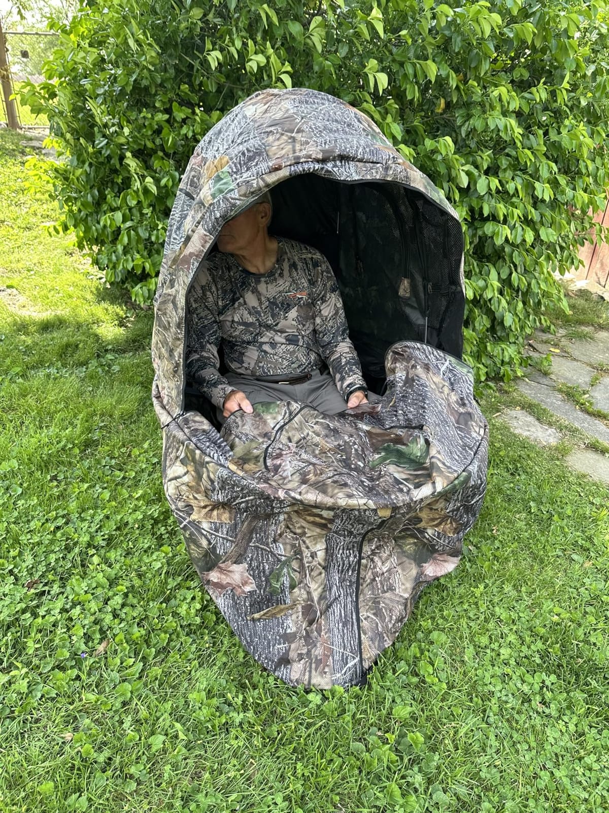 FUNHORUN Hunting Chair Blind, 1/2 Man See Through Ground Blind, Camo Tent customer photo 2