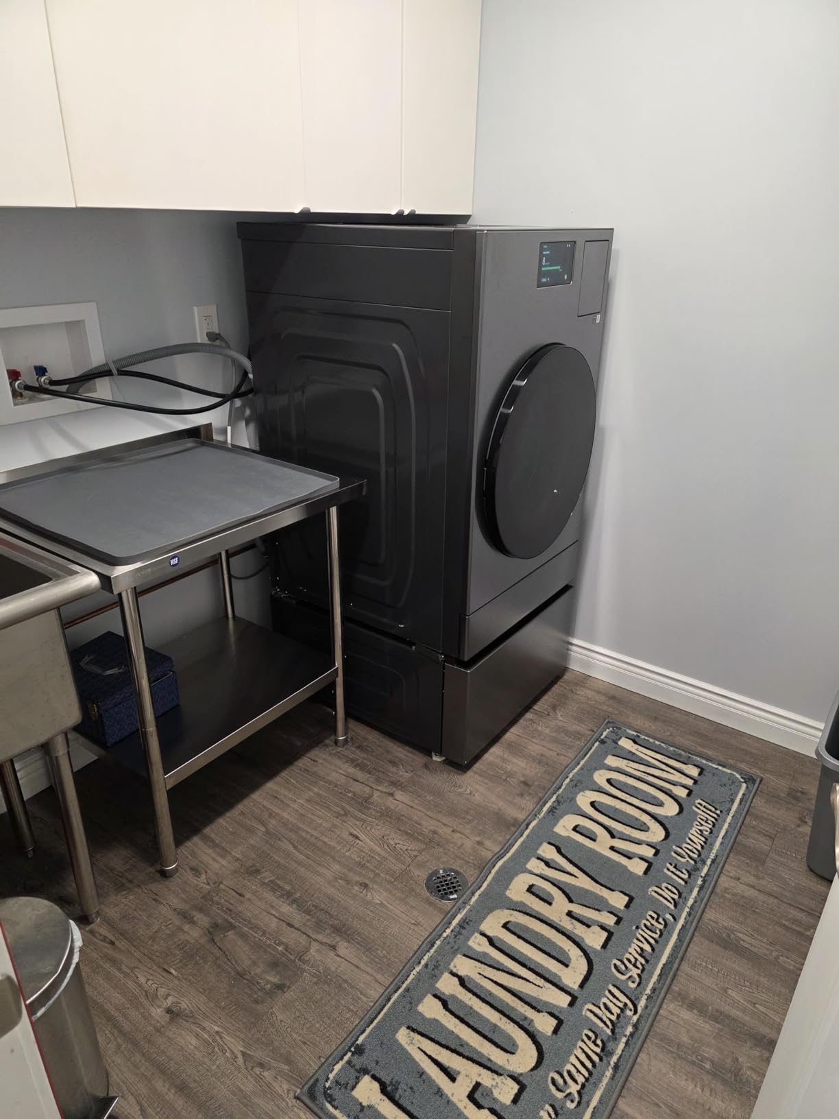 SAMSUNG Bespoke AI Laundry Comb Pedestal with Pull Out Storage Drawer, WE702NZ/US, Dark Steel customer photo 1