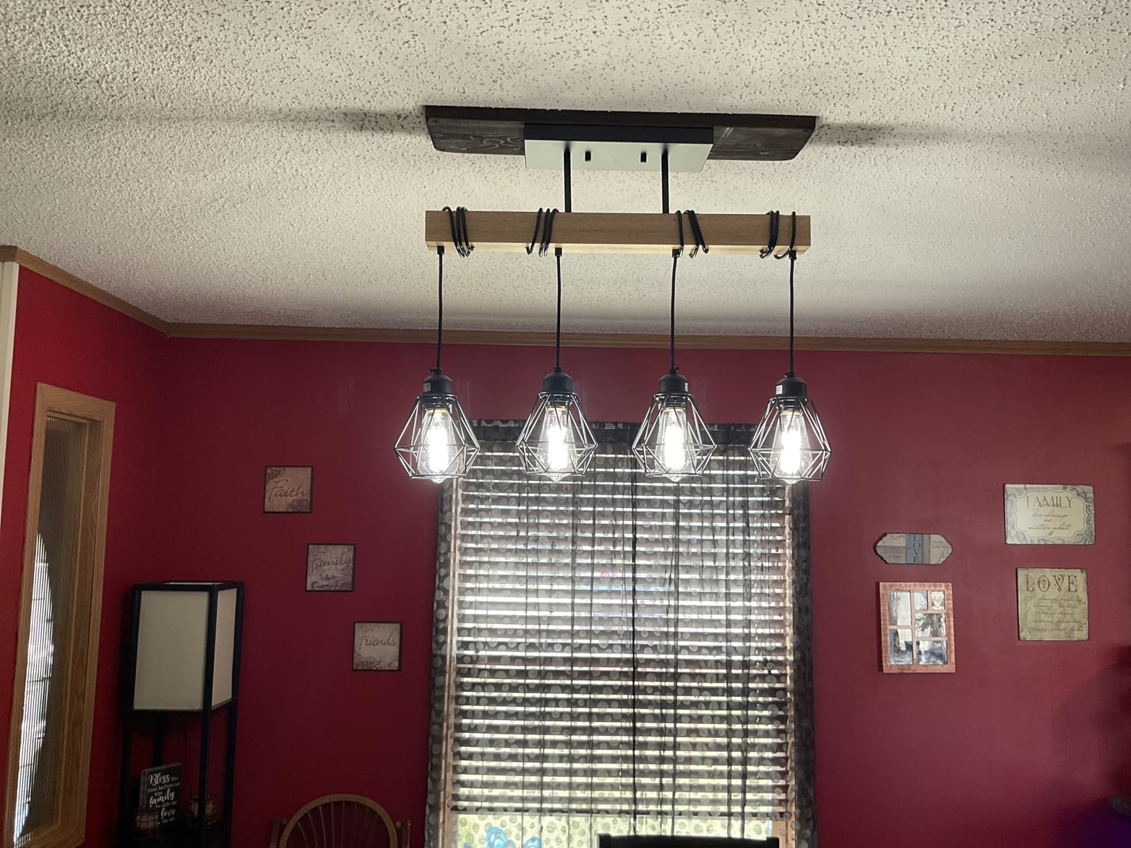 3-Lights Farmhouse Dining Room Pendant Light Fixtures Over Table, Rustic Solid Wood Kitchen Island Lighting Hanging with Metal Shades, Modern Black Ceiling Pendant Lamp for Living Room Hallway customer photo 1